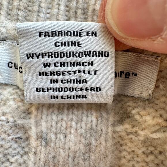 Cupcakes and Cashmere Cable Knit Sweater Best V-Neck Neutral Pullover LARGE - Picture 9 of 10